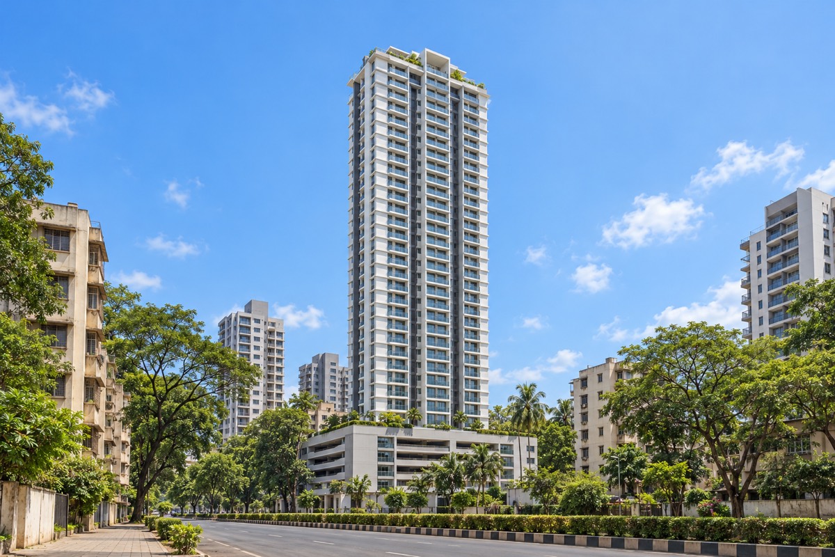 신축 고층 타워 원베드룸 (1BHK) 외관